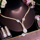 4pcs Big Water Drop Cubic Zircon Luxury Nigerian Dubai Gold Color Jewelry Set for Women Wedding Bride Accesories - WELLQHOME
