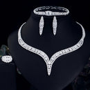 4pcs Elegant Sparkling African White Cubic Zirconia Wedding Evening Party Jewelry Sets for Brides Accessories - WELLQHOME