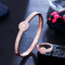 African Cubic Zirconia Round Open Cuff Rose Gold Plated Wedding Bracelet Bangle and Ring Jewelry Set - WELLQHOME