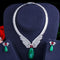 High Quality Big Green Crystal White CZ Luxury Bridal Wedding Party Necklace and Earrings Jewelry Sets for Women - WELLQHOME