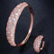 Luxury Cubic Zirconia Rose Gold Color Women Wedding Party Bangle Bracelet and Rings Set - WELLQHOME