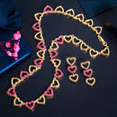 Romantic Love Heart Shape Chain Link Green Cubic Zirconia Women Party Costume Necklace Earrings Jewelry Sets - WELLQHOME
