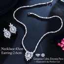 Stunning Cubic Zirconia Leaf Flower Necklace and Earrings Luxury Bridal Party Jewelry Set for Wedding Evening - WELLQHOME