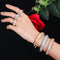 Luxury Cubic Zirconia Rose Gold Color Women Wedding Party Bangle Bracelet and Rings Set - WELLQHOME