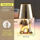 LED Rechargeable Italian Designer Golden & Silver Man Table Lamp - WELLQHOME