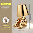 LED Rechargeable Italian Designer Golden & Silver Man Table Lamp - WELLQHOME