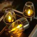 Solar lights outdoor patio LED stainless steel candle lights - WELLQHOME