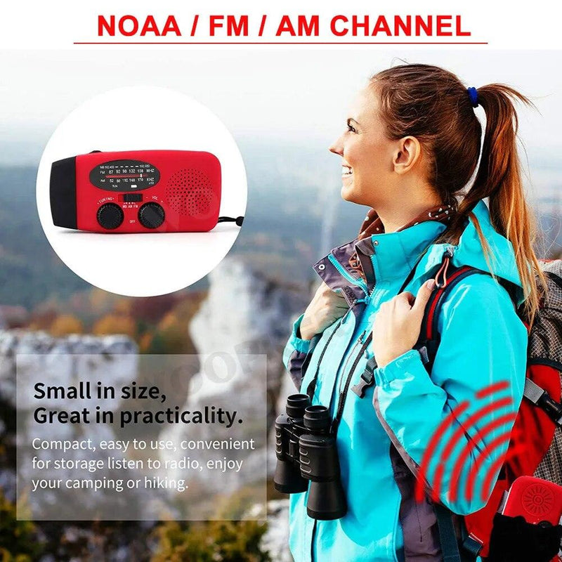 USB FM/ AM/ NOAA WB Weather Radios Emergency Flashlight Power Bank - WELLQHOME