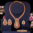 4pcs Full Cubic Zircon Big Bridal Wedding Earring Necklace Women Dinner Party Costume Jewelry Set for Brides