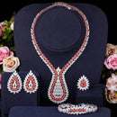 4pcs Full Cubic Zircon Big Bridal Wedding Earring Necklace Women Dinner Party Costume Jewelry Set for Brides