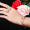Adjustable Size Full Cubic Zirconia Rose Gold Color Flower Leaf Cuff Bangle Bracelet and Ring Set - WELLQHOME