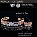 Fashion Brand Baguette Cubic Zirconia Rose Gold Plated Cuff Ring and Bracelet Bangle Jewelry Set - WELLQHOME