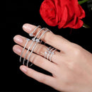 Round Shape Exquisite Micro Pave Cuff Bracelets Bangle and Open Ring Set - WELLQHOME