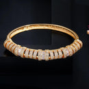 Gold Plated CZ Round Cuff Bangle Bracelet Ring Set - WELLQHOME