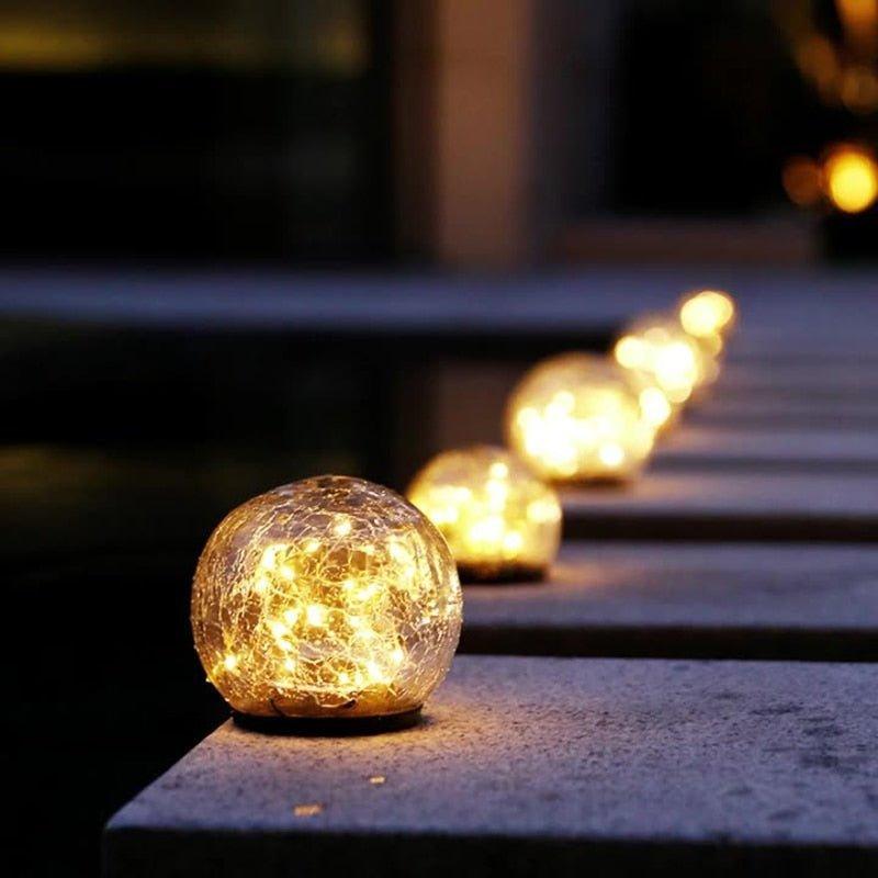 Outdoor Solar Cracked Glass Globe Light LED Path Light Christmas Light - WELLQHOME