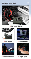 Portable Flashlight Car Jump Starter with air compressor - WELLQHOME