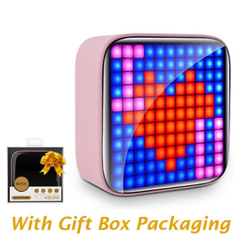 Retro Pixel Art Portable Bluetooth Speaker LED Display Board for Cute Gift Home Light Decoration Mini Hifi - WELLQHOME