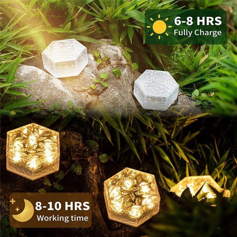 Solar LED Ice Cube Brick Waterproof Pathway Lights - WELLQHOME